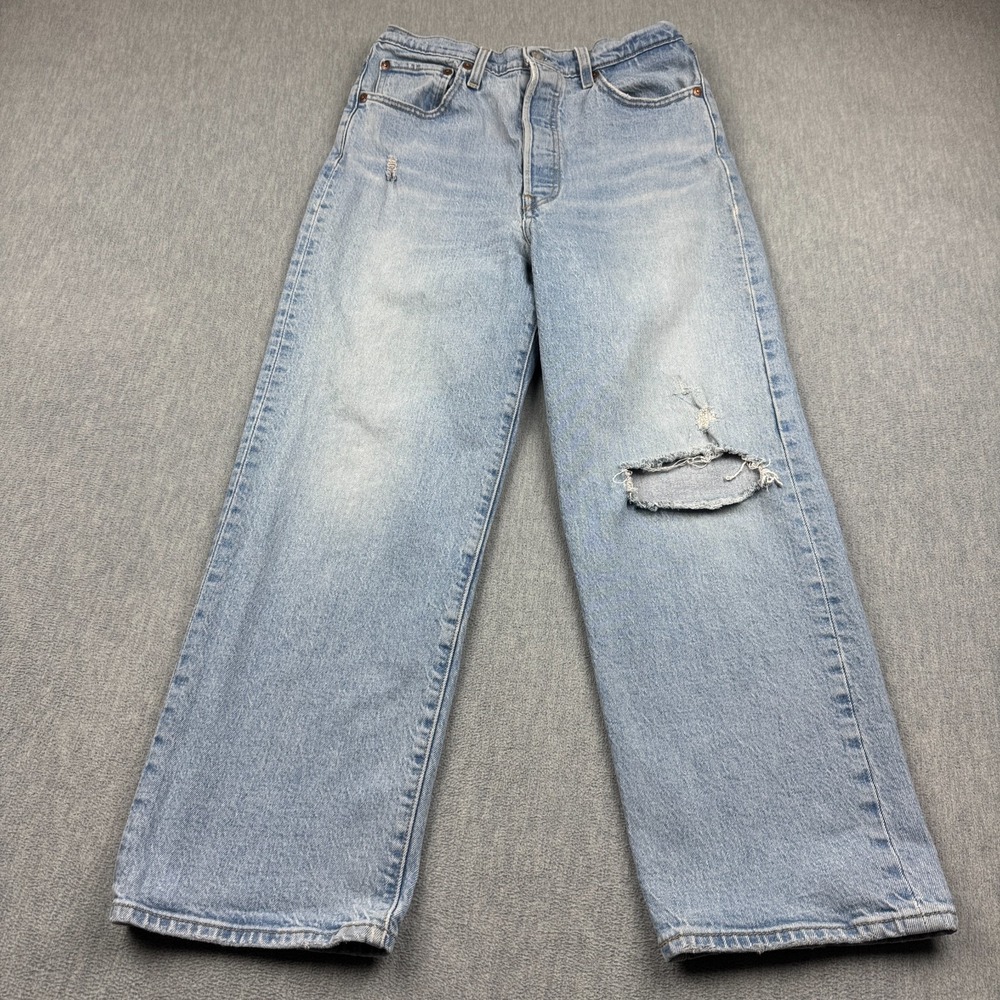 Levis Jeans Womens 29x27 Blue Ribcage Straight Ankle Button Fly High Waisted